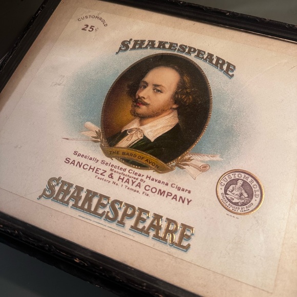 Vintage Shakespeare Sanchez & Haya Framed Cigar Label